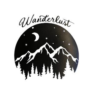 Wanderlust Black Vinyl Car Decal Sticker Great Outdoors Forest Woods Hiking NEW